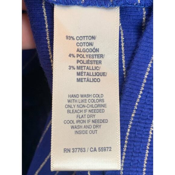 Rafaella blue striped long sleeves cowl neck sweater size Medium - Picture 4 of 8